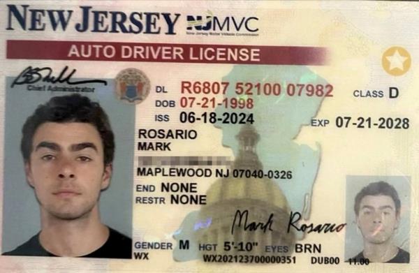 Luigi Mangione fake NJ ID.