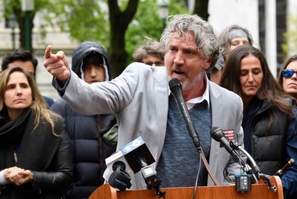 Del Bigtree speaks against legislation to narrow exemptions to state mandated vaccines during a rally at the state Capitol Tuesday, May 14, 2019, in Albany, N.Y. 