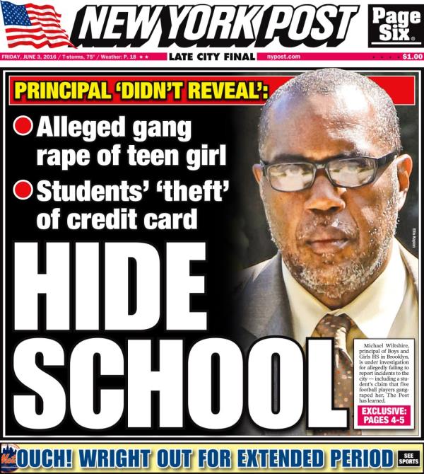 New York Post cover for Friday, June 3, 2016