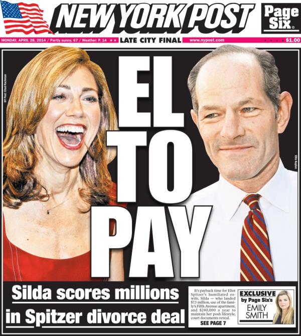 New York Post cover for Monday, April 28, 2014