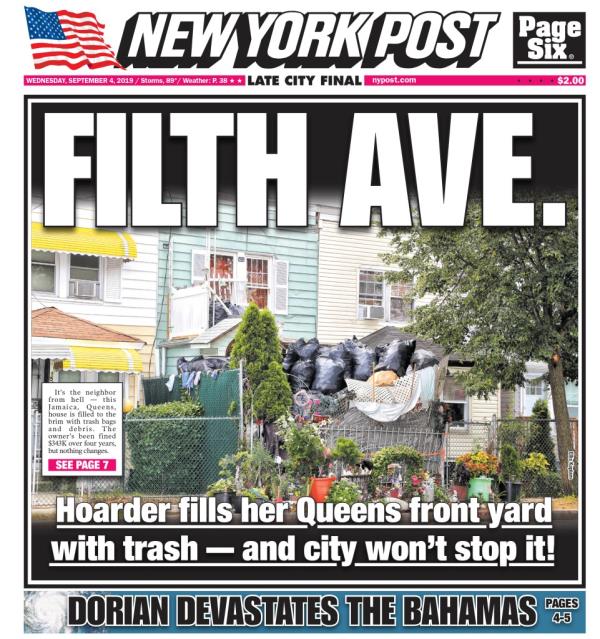 NY Post cover for Wednesday, September 4, 2019