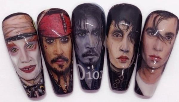 Kassie Payne's Jo<em></em>nny Depp nail set. Photo released September 28 2023. See SWNS story SWTPnails. A mum-of-one who quit her job to become a nail artist says trolls say her ?900 sets are overpriced ? but she says they?re collectable art. Kassie Payne, 34, paints elaborate portraits o<em></em>nto press-on nails, sometimes as small as just three centimetres. Her most intricate designs can take up to 45 hours to complete. The mum says trolls tell her no one would pay ?900 a set for fake nails - but she hits back by explaining they?re collectable art pieces.