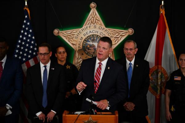 US Secret Service Acting Director Ro<em></em>nald Rowe Jr. speaks during a news co<em></em>nference a<em></em>bout the attempted assassination attempt on former US President and Republican presidential candidate Do<em></em>nald Trump, at the Palm Beach County Sheriff's Office on September 16, 2024 in West Palm Beach, Florida.