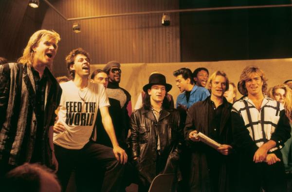 Simon Le Bon, Bob Geldof, Bono, Sting and George Michael at the 