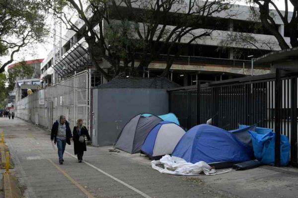 Tents on sidewalks