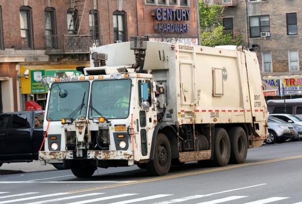 A general view of a New York City Sanitation garbage truck in New York