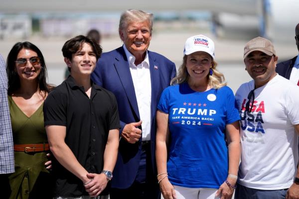 Trump campaigning in Des Moines, Iowa on August 12, 2023.