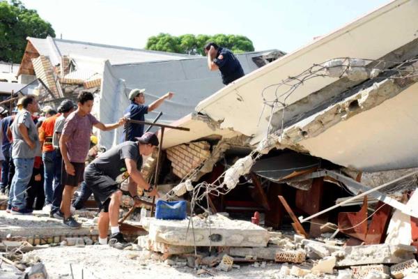 The Bishop of the Roman Catholic Diocese of Tampico said the roof caved in while parishio<em></em>ners were receiving communio<em></em>n in Ciudad Madero, Mexico, on Oct. 1, 2023. 