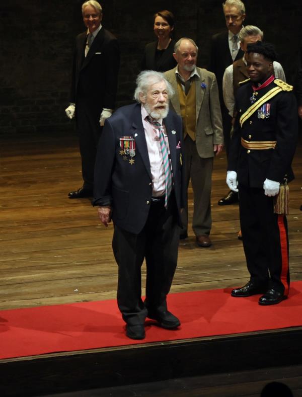 Sir Ian McKellen bows at the curtain call during the press night performance of 