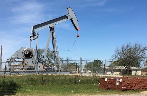 An oil pumpjack is seen in Velma, Okla.