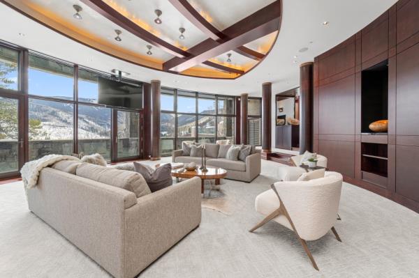 A luxe living area inside.